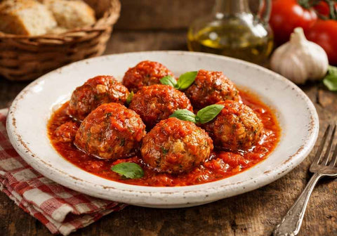 Traditional southern Italian grandma-style meatballs in tomato sauce